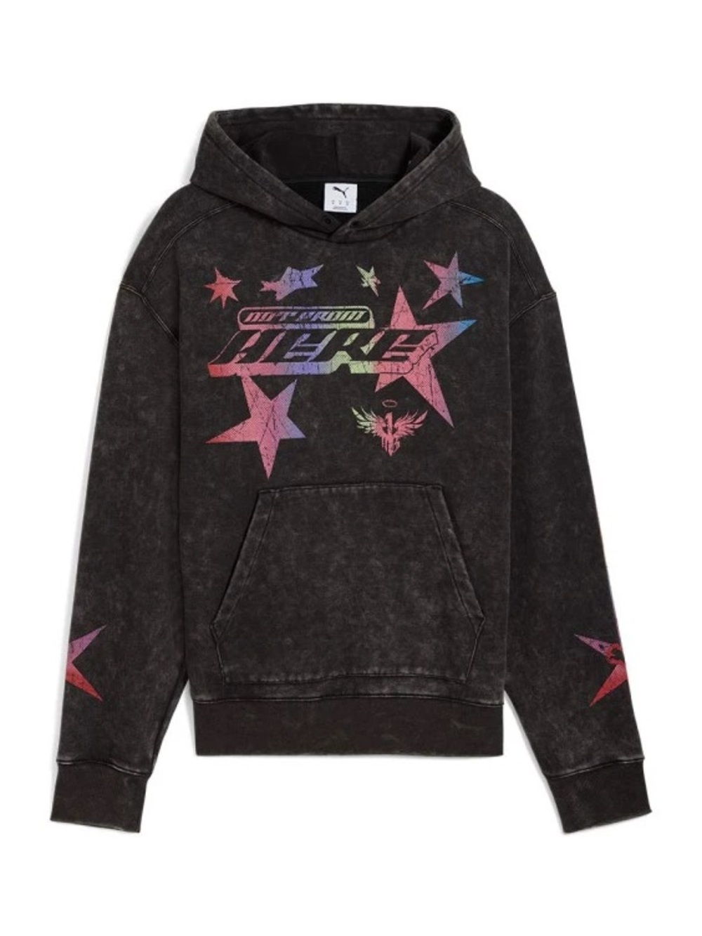 Puma Black Hoodie with Multicolor Star Graphic